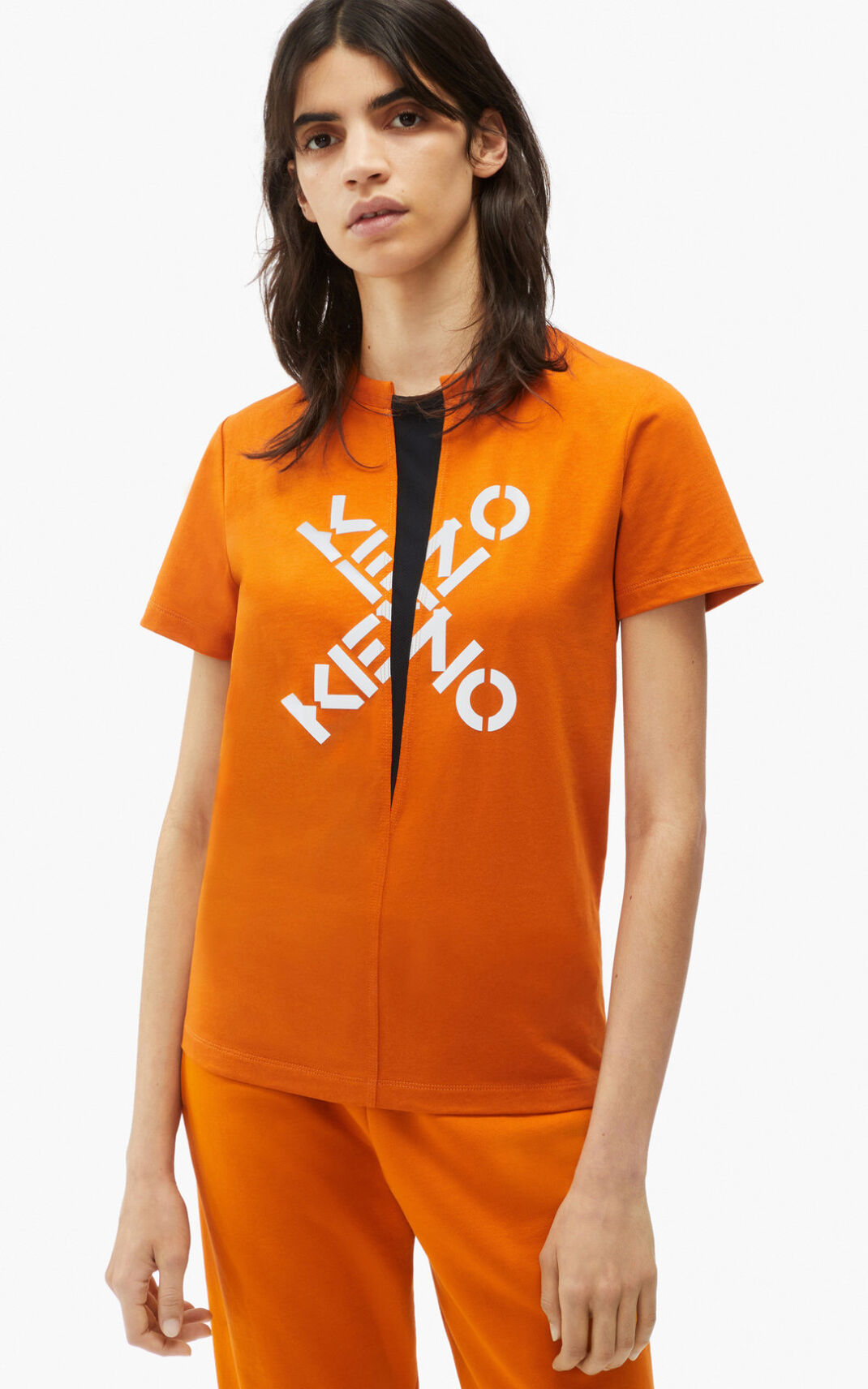 T Shirt Kenzo Femme Big X Sport Orange Foncé XJYPL-7463